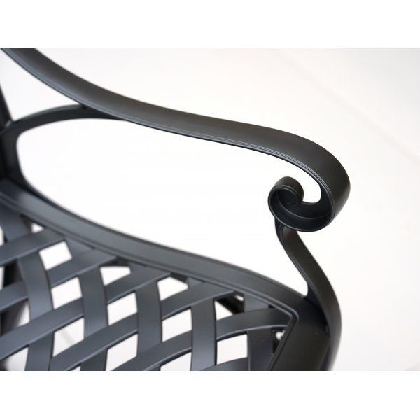 Rund hagemøbelgruppe i aluminium | Ø130 cm | 6 stoler | Svart Rund hagemøbelgruppe i aluminium | Ø130 cm | 6 stoler | Svart