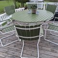 Kundebilde Rund hagem�belgruppe | 6 stoler | �135 cm bord | Gr�nn/hvit | Gl�nta