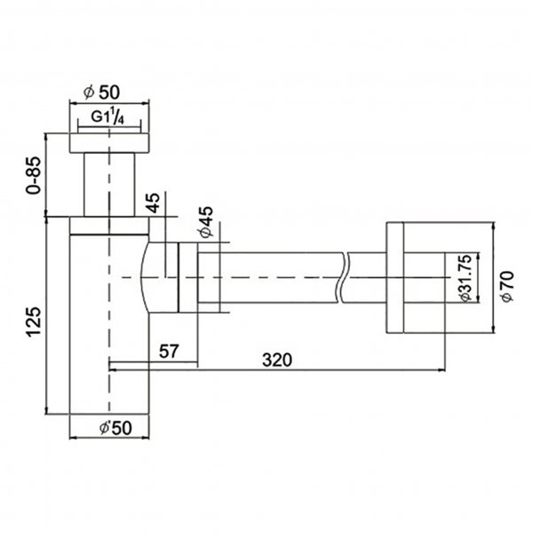 Vannlås for vask med veggtilkobling - Gull Vannlås for vask med veggtilkobling - Gull