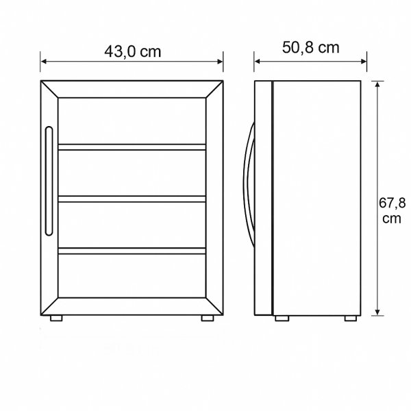 Utend�rskj�leskap i rustfritt st�l | UV-glass og LED-belysning | 63 L
