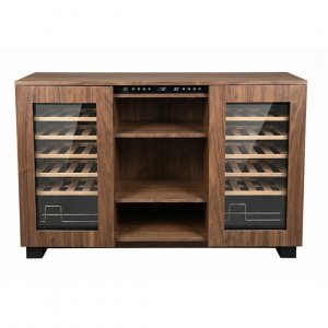 Vinskap Twin | Doble vinskap, 2 temperatursoner | 24 flasker | Mørkt tre Vinskap Twin | Doble vinskap, 2 temperatursoner | 24 flasker | Mørkt tre