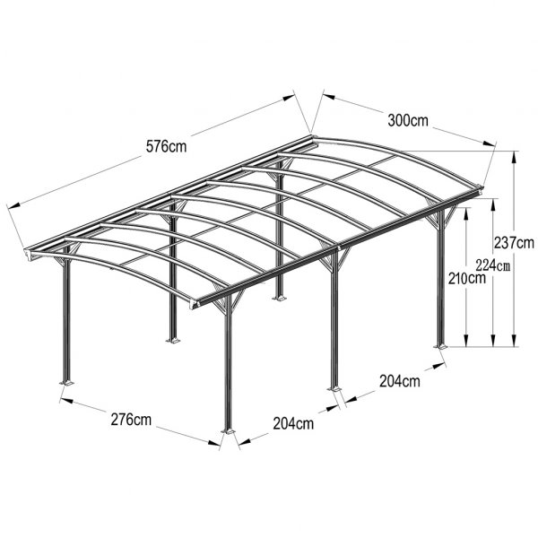 Carport 17,25m² | Ekstra høy | 8mm kanalplast Carport 17,25m² | Ekstra høy | 8mm kanalplast