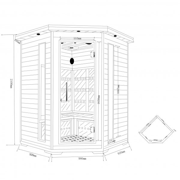 Infrarød badstue - 5 personer | Full høyde 210cm | Saarijärvi Infrarød badstue - 5 personer | Full høyde 210cm | Saarijärvi