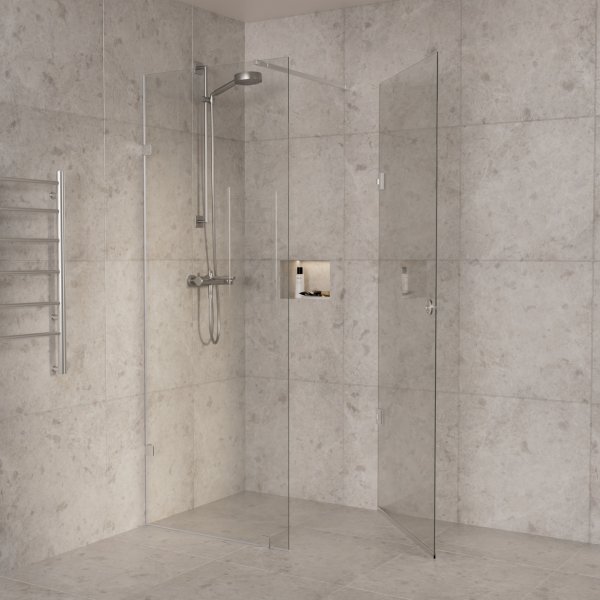 Dusjhjørne/dusjvegger 80x80x210cm | Klart glass med kromdetaljer | Avery Dusjhjørne/dusjvegger 80x80x210cm | Klart glass med kromdetaljer | Avery