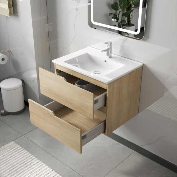 Baderomspakke 60 cm | LED-speil med antidugg og dimmer | MDF | Maya