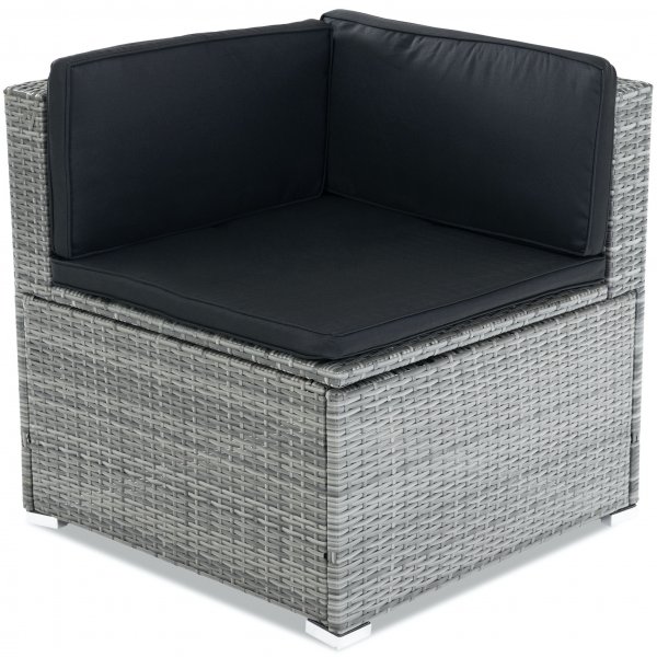 Loungemøbler i grå kunstrotting | Smart integrert oppbevaring av puter Loungemøbler i grå kunstrotting | Smart integrert oppbevaring av puter