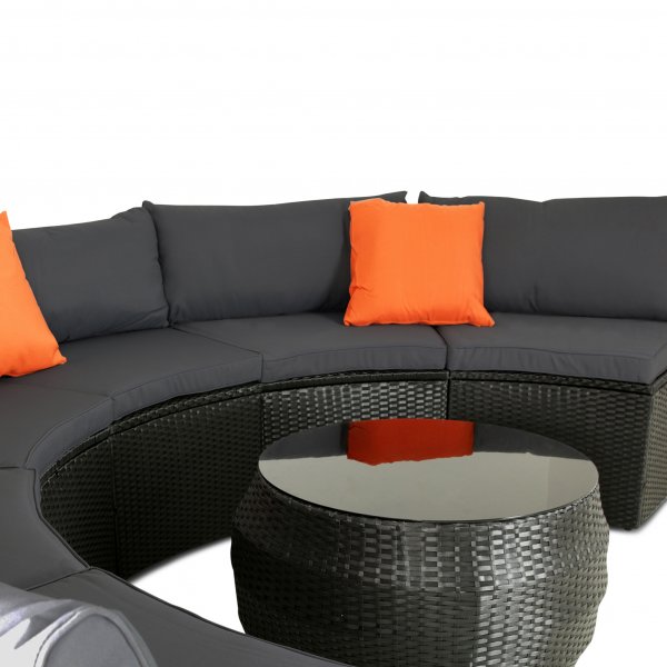 Stor rund loungesett med innebygd oppbevaring til puter - 6 sitteplasser Stor rund loungesett med innebygd oppbevaring til puter - 6 sitteplasser