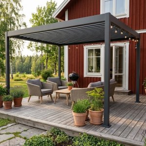 Pergola i aluminium 4x3 m | Grå, uteplass og hage Pergola i aluminium 4x3 m | Grå, uteplass og hage