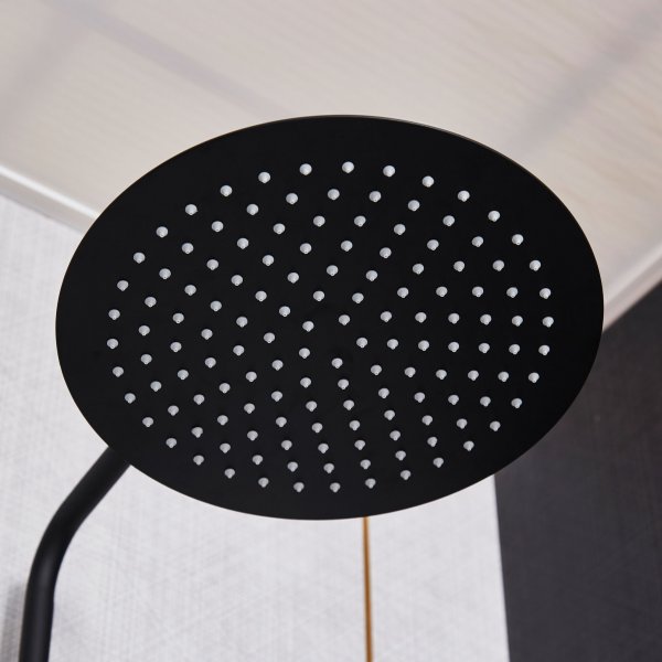 Takdusjsett med termostat svart | �30 cm takdusj, h�nddusj, CC 150/160 mm