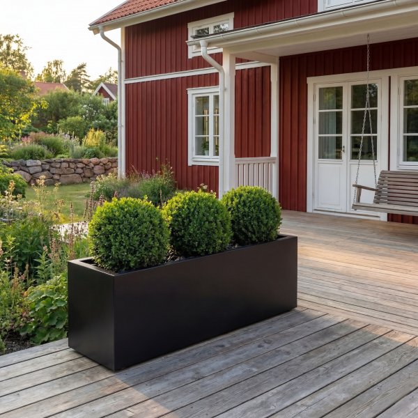 Plantekasse i st�l | 80 � 40 � 60 cm | Svart