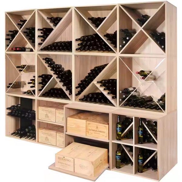 Diagonal Vinregal for 24 flasker | 60x60x30 cm | Effektiv Vinlagring