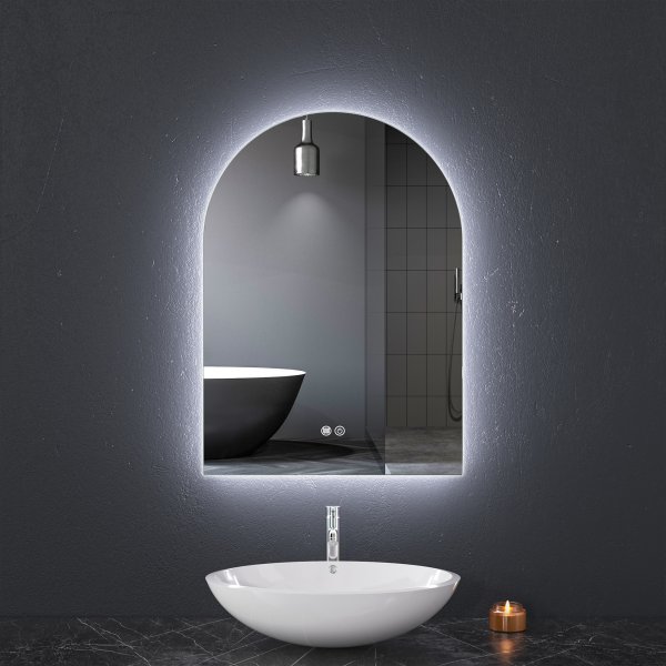 Baderomsspeil med LED-belysning | Dimmer og antidugg | ADRIENNE