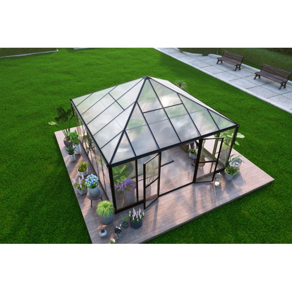 Paviljong 17,6 m� | Stort premium drivhus | 4 mm sikkerhetsglass